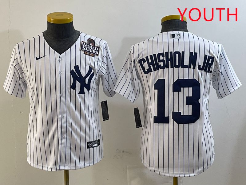 Youth New York Yankees 13 Chisholm jr White Stripe Game 2025 Nike MLB Jersey style 3